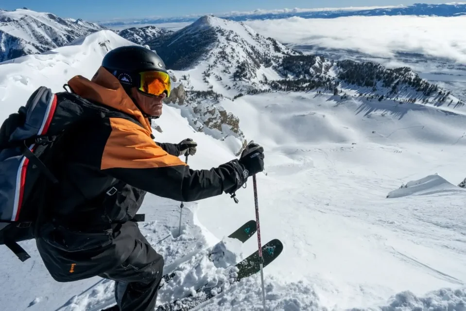 Wintersport in skigebied Jackson Hole in de staat Wyoming in Amerika Wintersport in skigebied Jackson Hole in de staat Wyoming in Amerika