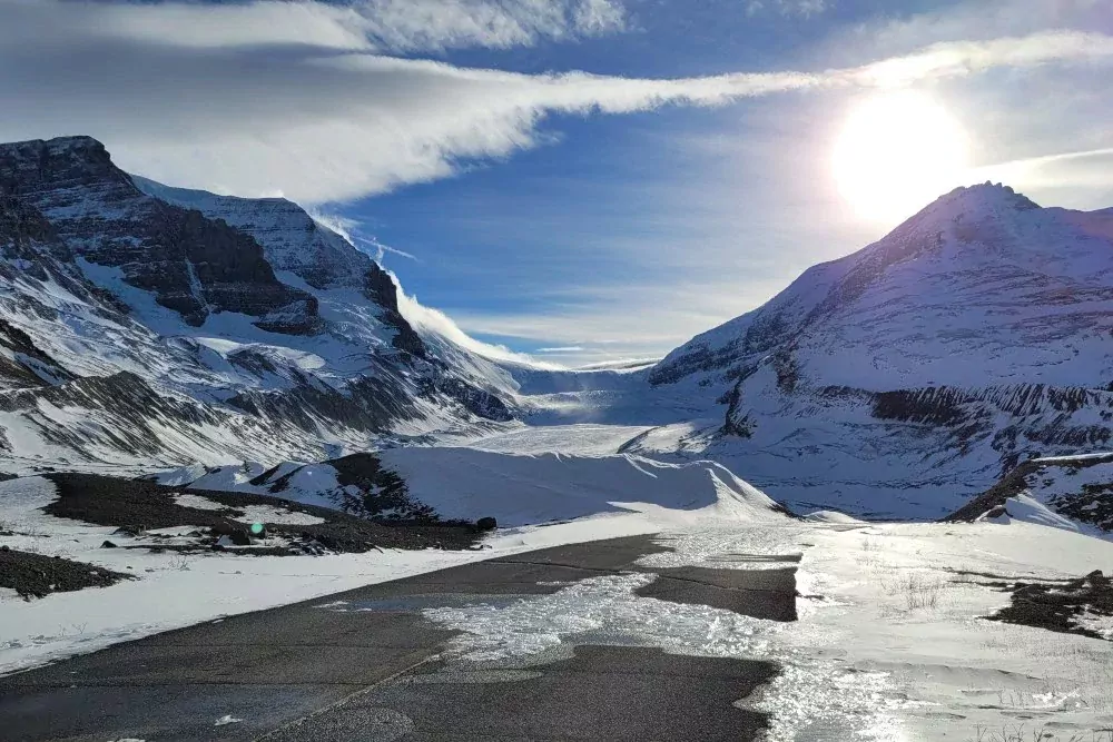 Columbia Icefields vlakbij het skigebied van Jasper - Marmot Basin, Alberta, Canada