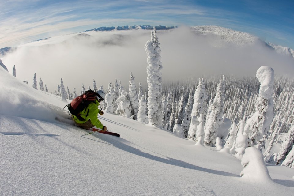 Skigebied Whitewater bij Nelson, British Columbia in Canada