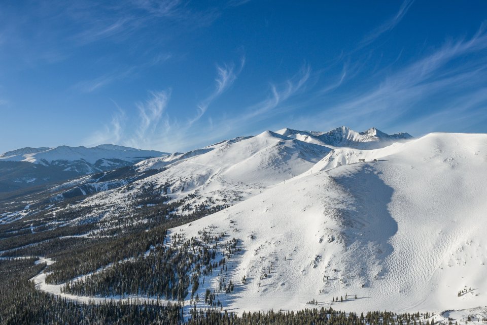 Wintersport in skigebied Breckenridge in Colorado, Amerika