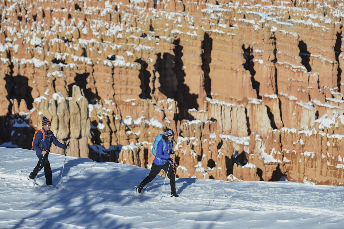 Bryce Canyon Utah in de winter langlauf cross country