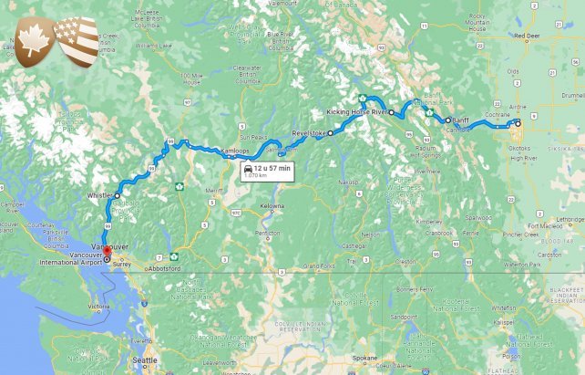 Route Skisafari East to West (van Banff naar Whistler)