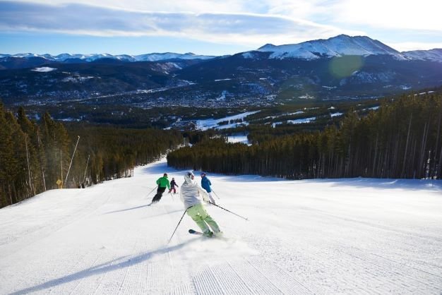 Wintersport in skigebied Breckenridge in Colorado, Amerika