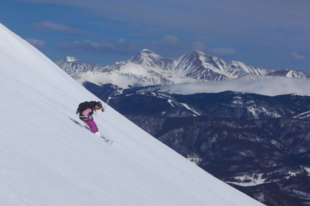 Wintersport in skigebied Breckenridge in Colorado, Amerika