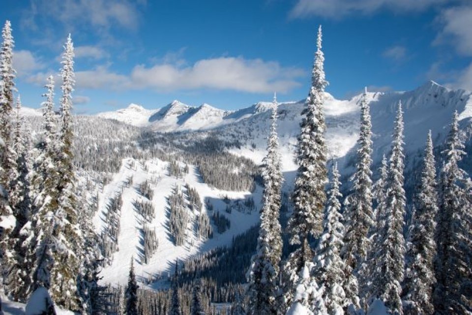 Skigebied Whitewater bij Nelson, British Columbia in Canada