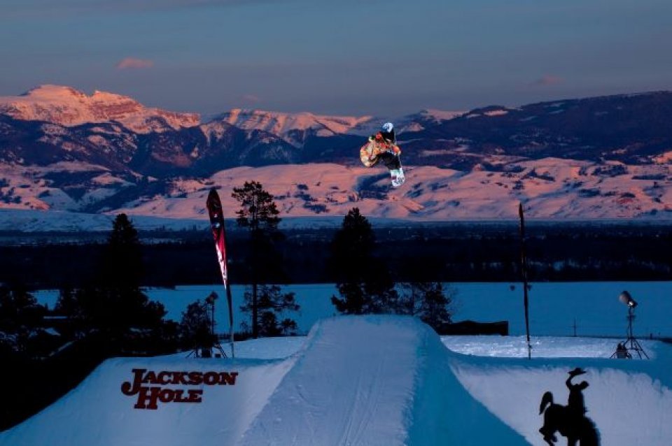 Wintersport in skigebied Jackson Hole in de staat Wyoming in Amerika 