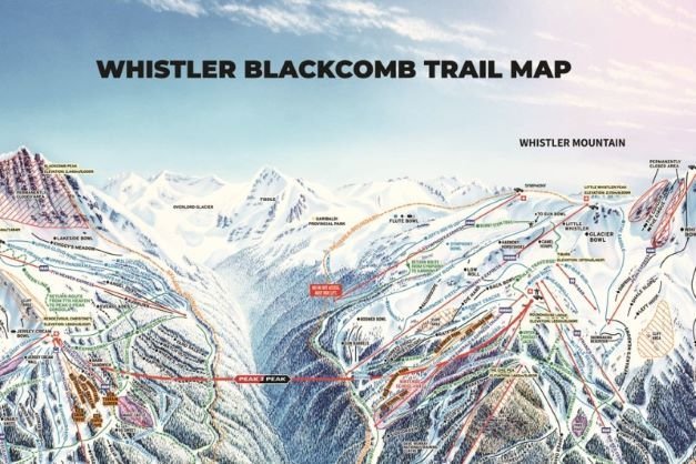 Preview pistekaart skigebied Whistler Blackcomb Canada