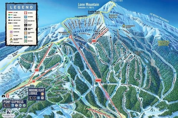 Preview pistekaart skigebied Big Sky Amerika