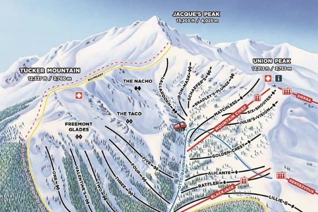 Preview pistekaart skigebied Copper Mountain Amerika