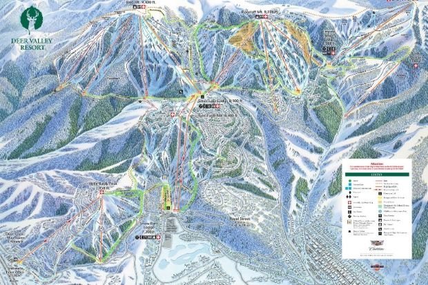 Preview pistekaart skigebied Deer Valley Amerika