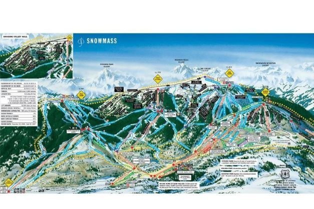 Preview pistekaart skigebied Snowmass Amerika