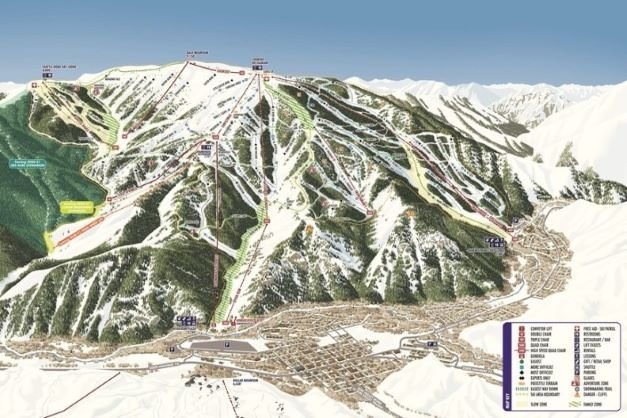 Preview pistekaart skigebied Sun Valley Amerika