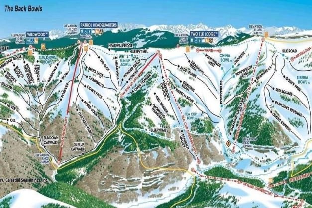 Preview pistekaart skigebied Vail Amerika Preview pistekaart skigebied Vail Amerika