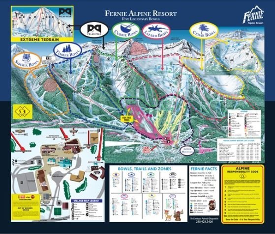 Pistekaart skigebied Fernie Pistekaart skigebied Fernie