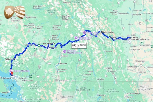 Route Skisafari Canada’s Biggest (van Banff naar Whistler)