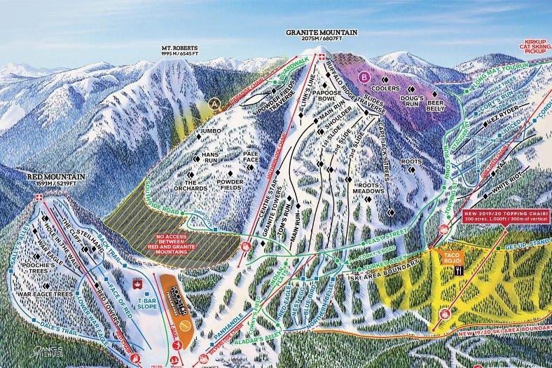 Preview pistekaart skigebied Red Mountain Canada