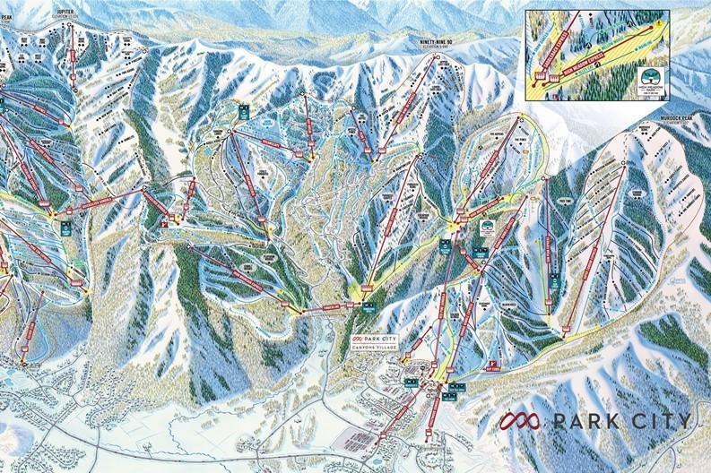 Preview pistekaart skigebied Park City Amerika
