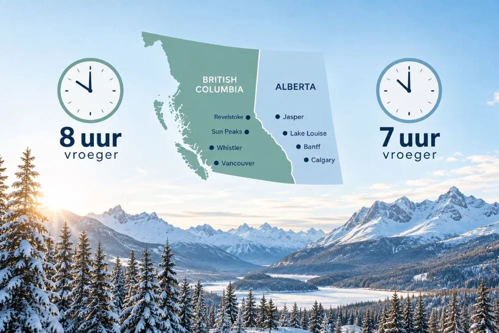 Hoeveel uur tijdsverschil is er met Canada?