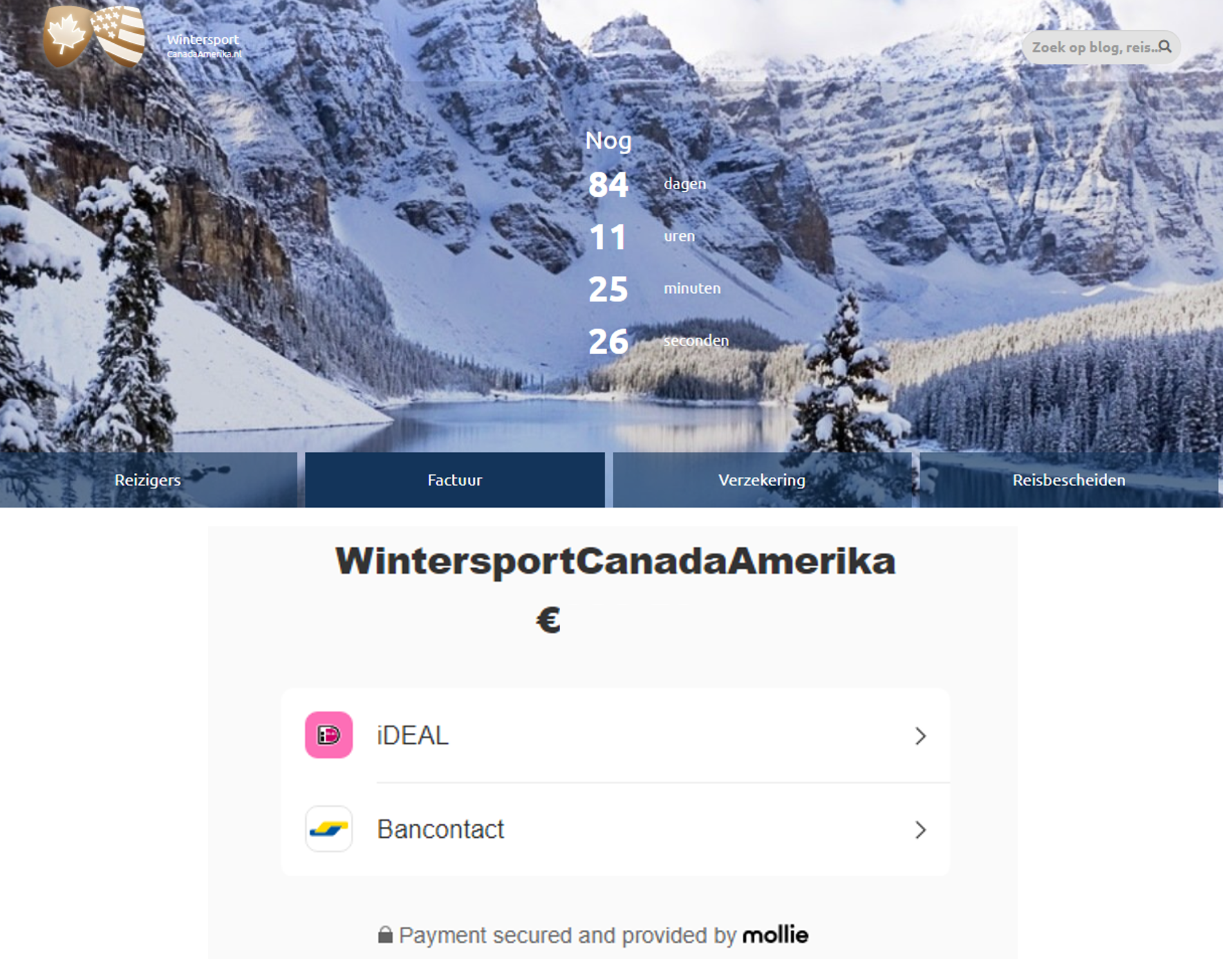 Veilig betalen voor Belgische reizigers met Bancontact op je eigen pagina WintersportCanadaAmerika