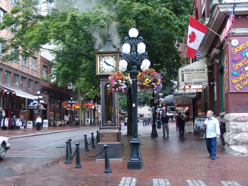 Historische wijk Gastown met de Gastown Steam Clock. Bezoek ook de Salt Tasting Room.