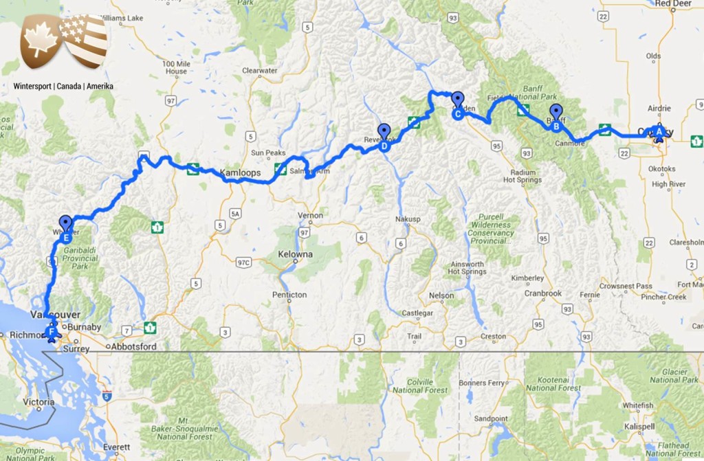 Calgary – Banff – Kicking Horse – Revelstoke – Whistler – Vancouver