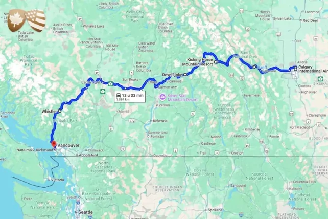 Route Skisafari East to West (van Banff naar Whistler)