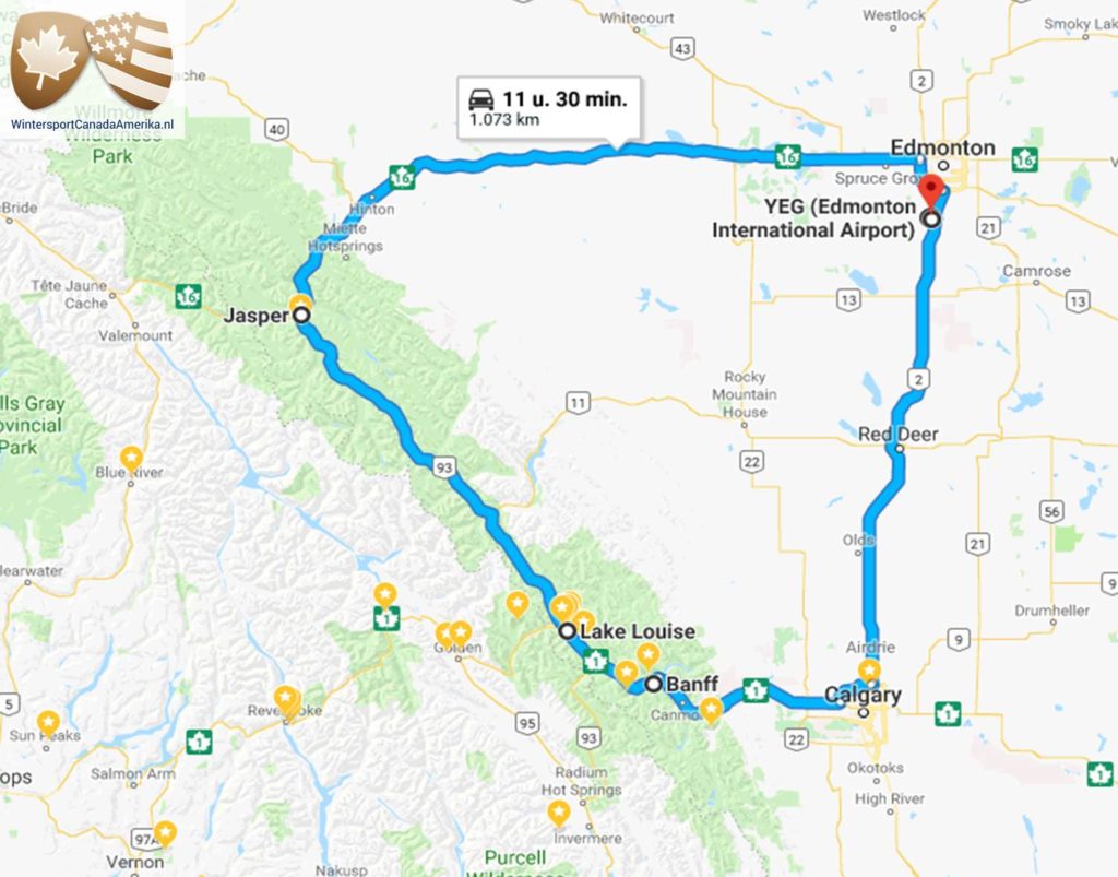 Maak deze prachtige skisafari in Canada en reis van Edmonton naar– Jasper – Lake Louise – Banff.