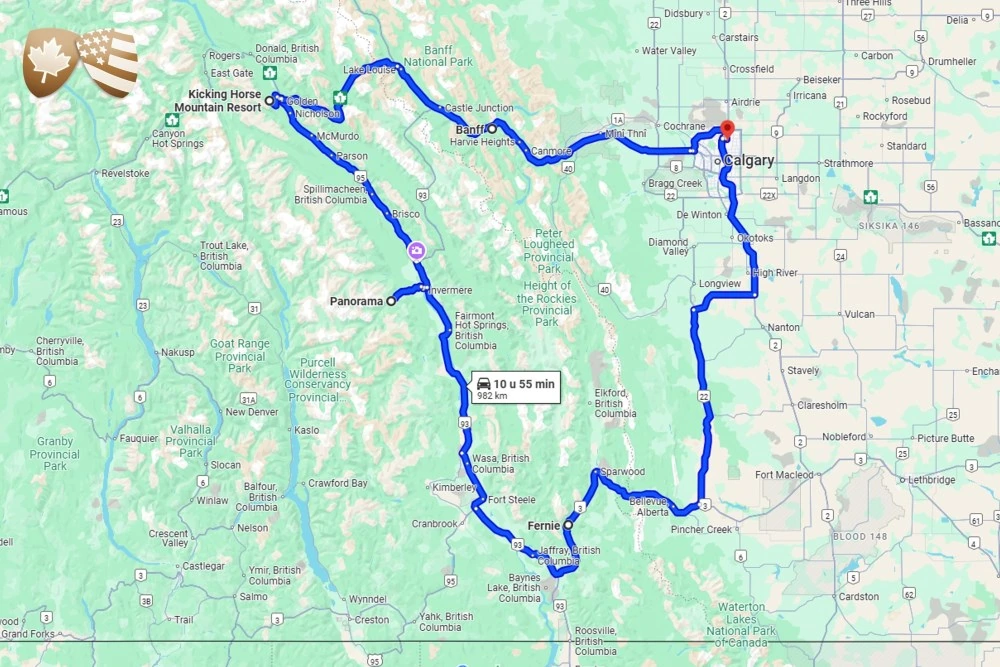 Deze skisafari brengt je van Calgary naar het skigebied van Fernie – Panorama – Kicking Horse–Banff