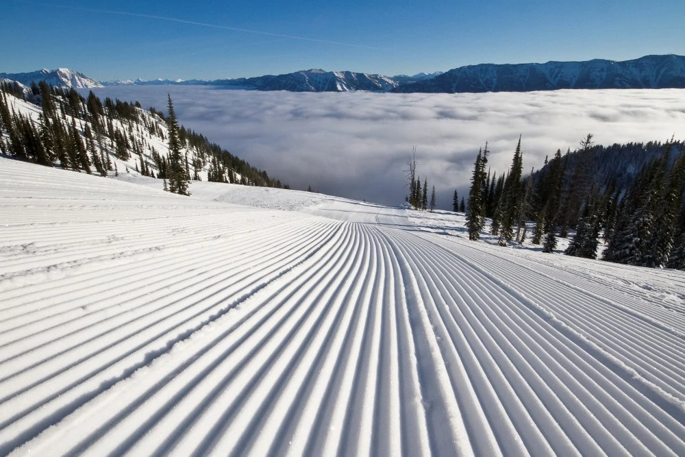 Fresh groomed run bij Fernie Alpine Resort